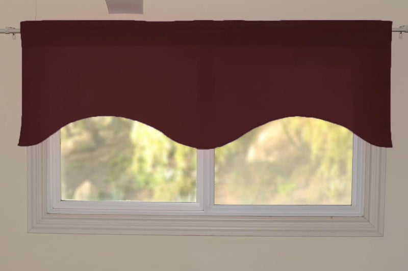 Zen Creative Designs Solid Poplin Scalloped Window Valance Home Décor Bedroom Nursery Kitchen Window (Burgundy) - Image 3